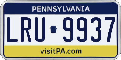 PA license plate LRU9937