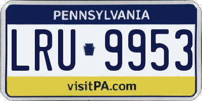 PA license plate LRU9953