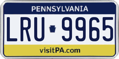 PA license plate LRU9965