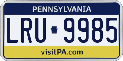 PA license plate LRU9985