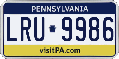 PA license plate LRU9986