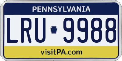 PA license plate LRU9988