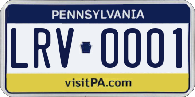 PA license plate LRV0001