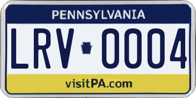 PA license plate LRV0004