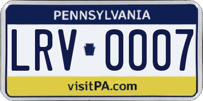 PA license plate LRV0007