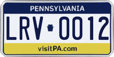 PA license plate LRV0012
