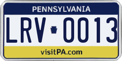 PA license plate LRV0013