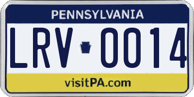 PA license plate LRV0014