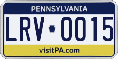PA license plate LRV0015