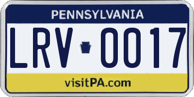 PA license plate LRV0017