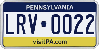PA license plate LRV0022