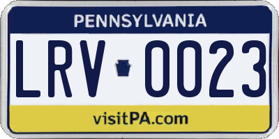 PA license plate LRV0023
