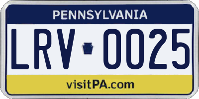 PA license plate LRV0025