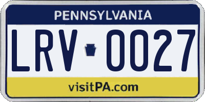 PA license plate LRV0027
