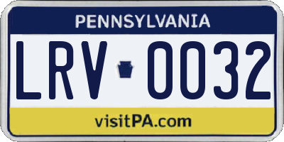 PA license plate LRV0032