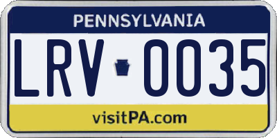 PA license plate LRV0035