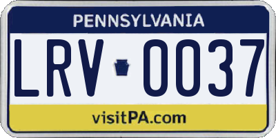 PA license plate LRV0037