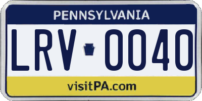 PA license plate LRV0040