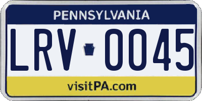 PA license plate LRV0045