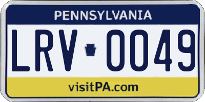PA license plate LRV0049