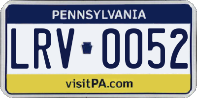 PA license plate LRV0052