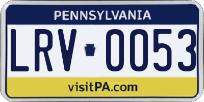 PA license plate LRV0053