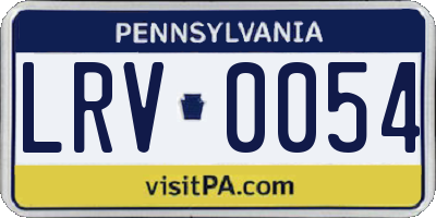 PA license plate LRV0054