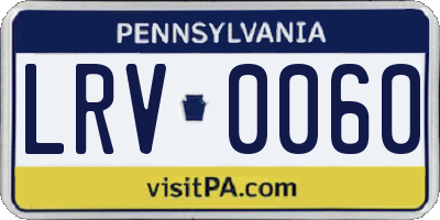 PA license plate LRV0060