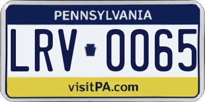 PA license plate LRV0065