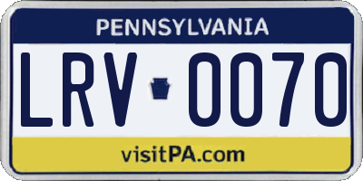 PA license plate LRV0070