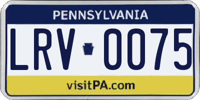 PA license plate LRV0075