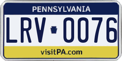 PA license plate LRV0076