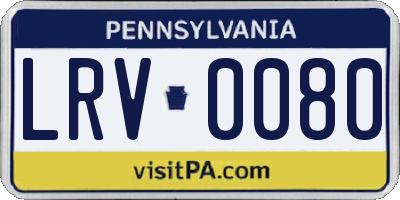 PA license plate LRV0080