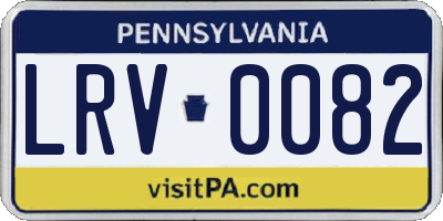 PA license plate LRV0082
