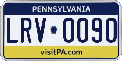 PA license plate LRV0090