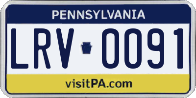 PA license plate LRV0091