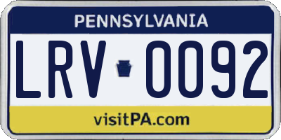 PA license plate LRV0092