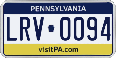 PA license plate LRV0094