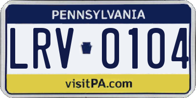 PA license plate LRV0104