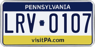 PA license plate LRV0107