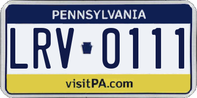 PA license plate LRV0111