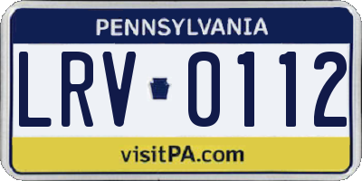 PA license plate LRV0112