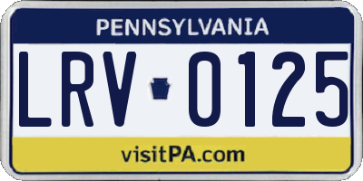 PA license plate LRV0125