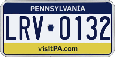 PA license plate LRV0132