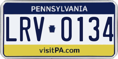 PA license plate LRV0134