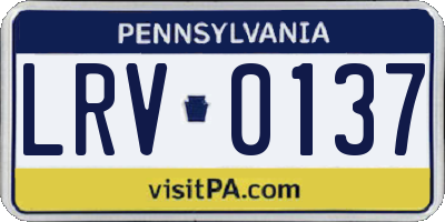 PA license plate LRV0137