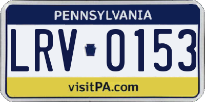 PA license plate LRV0153