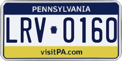 PA license plate LRV0160
