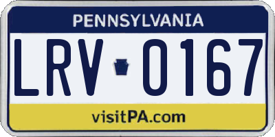 PA license plate LRV0167