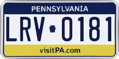 PA license plate LRV0181